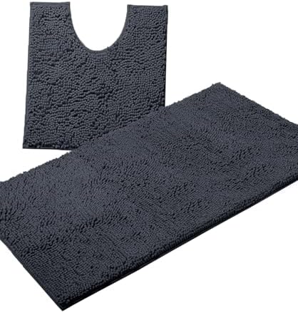 Bathroom Rugs Sets 2 Piece, Luxury Chenille Bath Mat Set, Soft Plush