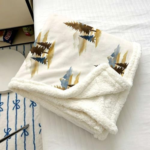 Minimal Double-Sided Sherpa Plush Throw Blanket 50”x 70”