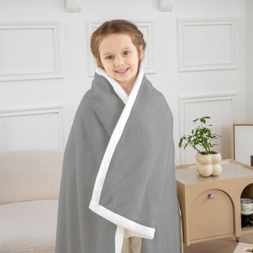 Feelyou Grey Sherpa Blanket Plush Fuzzy Solid Color Fleece Throw