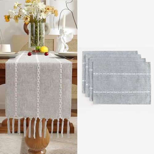 Wracra Homes Value Pack - Rustic Grey Table Runner and Placemat Set