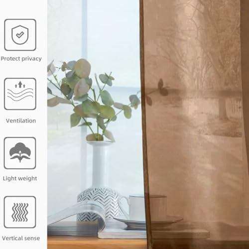 youleyar Solid Sheer Rod Pocket Curtain Voile Draperies 2 Panels White