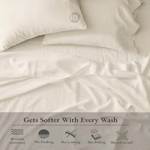 Rajlinen Full Sheets Set, 100% Soft Microfiber, 3 Piece with Fitted