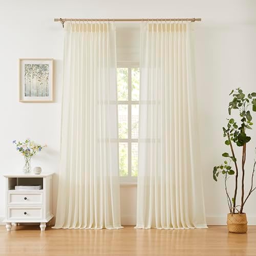 WEST LAKE Extra Long Pinch Pleated Sheer Curtains 108 Inches Length