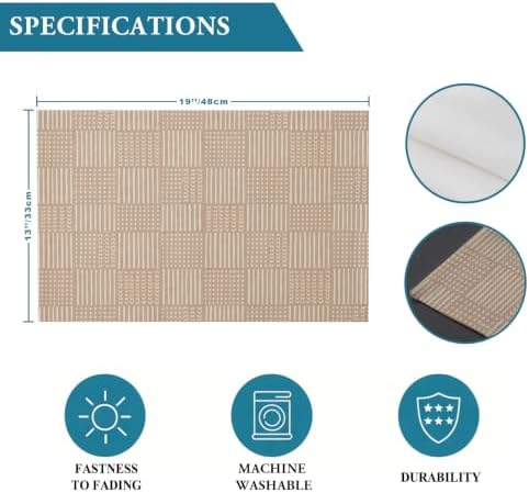 Minimalist Gingham Placemats Set of 8, Non Slip Washable Farmhouse