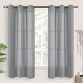 BGment Grey Sheer Curtains 63 Inch Length 2 Panels, Natural Linen