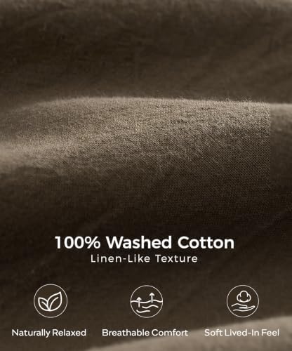 JELLYMONI 100% Washed Cotton Sheets, 4PC Full Sheet Set, Deep Pocket