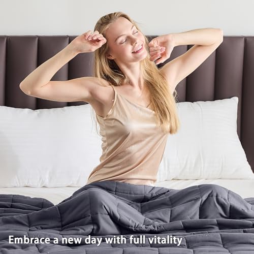 yescool Weighted Blanket for Adults 15lbsTwin Size, 48" x 72", Grey