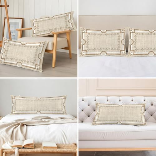 Pale Brown Botanical Pillow Cases Queen Size Set of 2, Smooth Satin