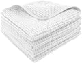 S&T INC. Aura Waffle Hand Towels, 4 Pack, 16" x 30", White