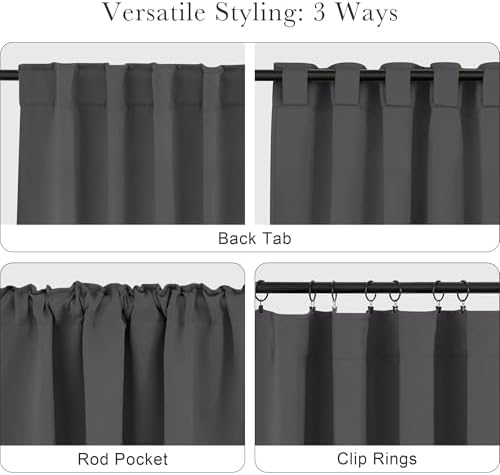 PONY DANCE Window Treatments Curtains - Gray Blackout Drapes Home