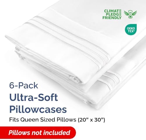 Queen Pillow Cases Set of 6 - Ultra Soft Cozy Pillowcase Covers