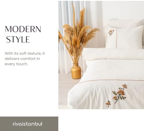 100% Cotton Duvet Cover Bedding Set | 6-Piece Embroidered Duvet Cover