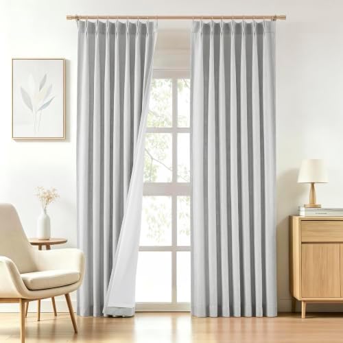 WEST LAKE 108 Inch Pinch Pleat Light Filtering Window Curtains for
