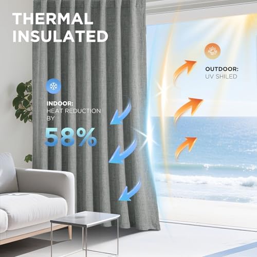 Joydeco 100% Blackout Curtains for Bedroom, Natural Linen Curtains