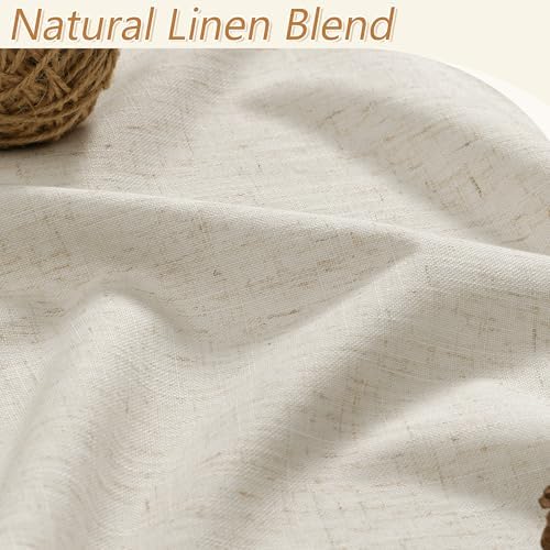 Guken Extra Long 100% Blackout Linen Curtains 120 Inches Birch Beige