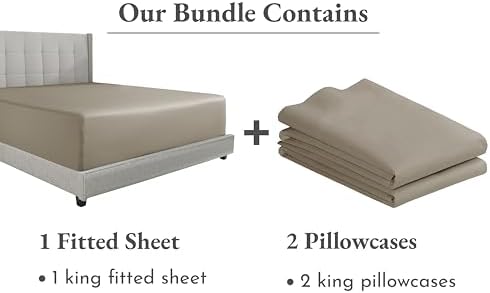 Bedding Bundle - King Fitted Sheet with 2 Pillowcases, 600 Thread