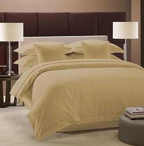 Beige Stripes Duvet Cover Set Oversized King Plus Soft Double Brushed