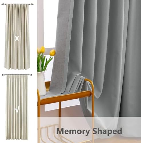 Gray Pinch Pleated Blackout Curtains 84 inches Long, 1 Panel