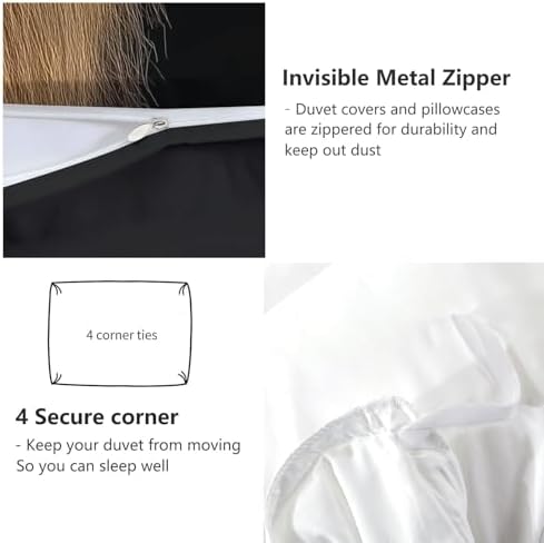 King Duvet Cover Set Photography Animal Lion Bedding with Reversible