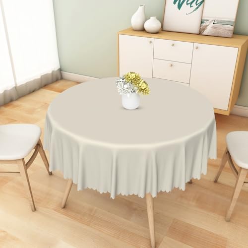 Off White Round Tablecloth 70 Inch Solid Color Fabric Table Cloth