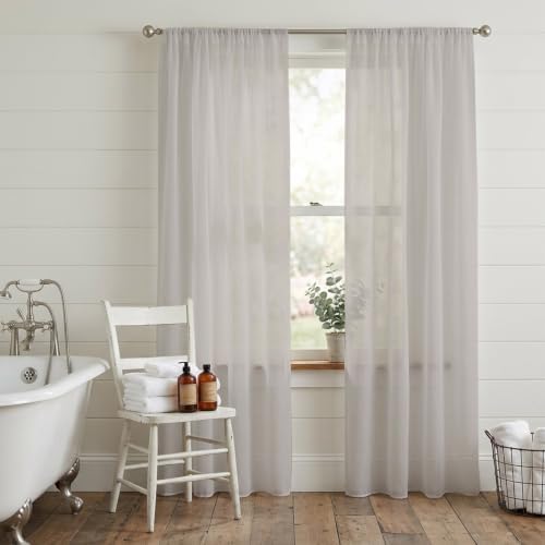 Solid Light Greige Sheer Curtains 108 Inch Long 2 Panels Classic