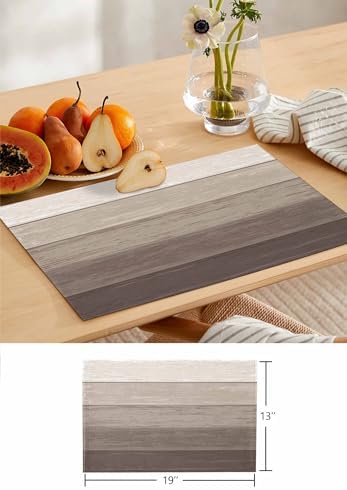 Brown Farmhouse Table Mats Set of 6 With Table Runner 90 Inches Long