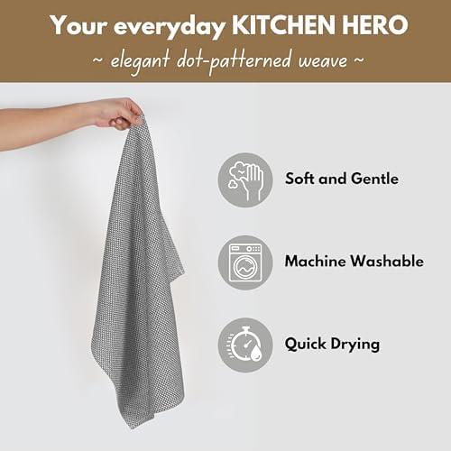 Native Fab 4 Pack Dotted Pattern Kitchen Dish Towels Cotton Super