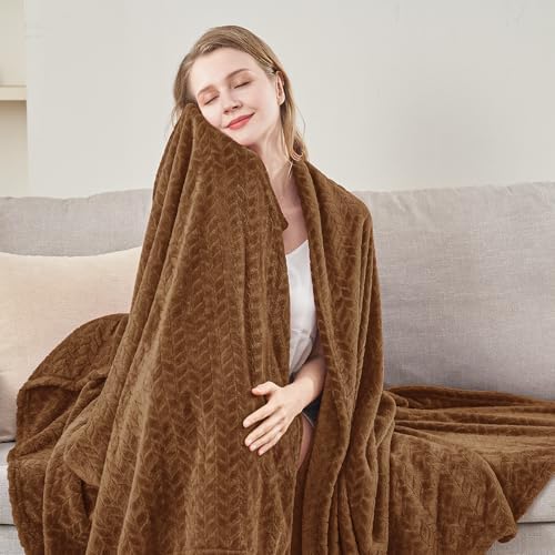 inhand Fleece Twin Blanket for Bed Chocolate Brown Throw Blanket for