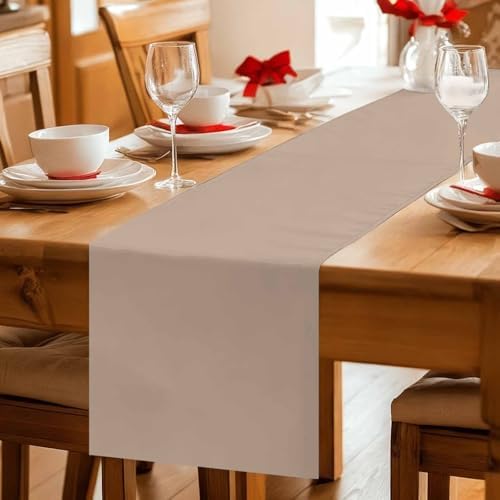 Beige Solid Color Table Runner, Washable Cotton Linen Table Runners