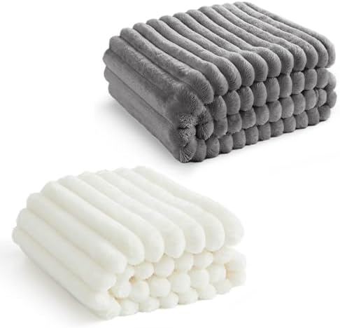 Bedsure Frost Gray Fleece Blanket for Couch&Blankets Queen Size for