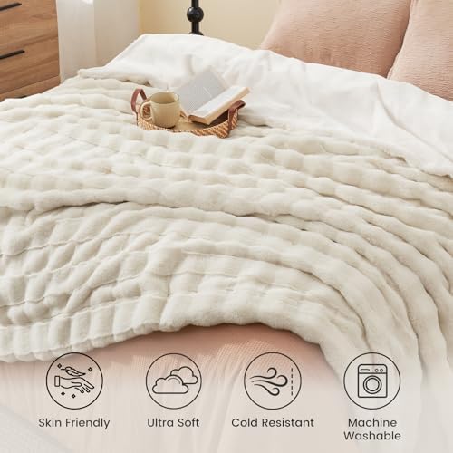 Cozy Bliss Fluffy Faux Fur Blanket King Size for Bed, Fuzzy Soft
