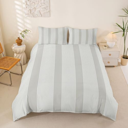 Erosebridal Gray Geometric Striped Comforter Cover King Simple Stripe