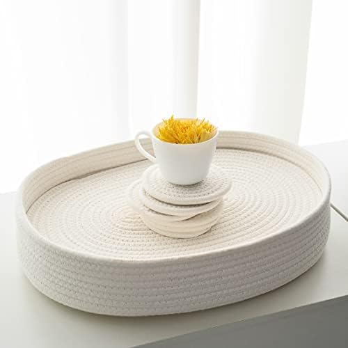 Oval Cotton Placemats Set of 6 -Coasters & Holder, Off White