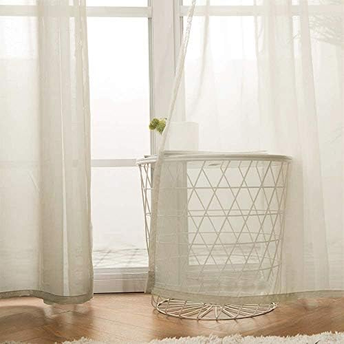 MIULEE 2 Panels Solid Color Beige Sheer Curtains Elegant Grommet