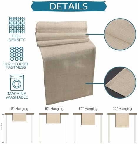 Vintage Cream Table Runner Farmhouse Retro Beige Solid Color Fall