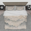 Mist Mountain Bedding Set 3 Pieces Cute Birds Flowers Beige Gray Duvet