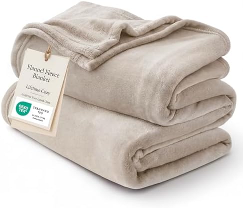 Bedsure GentleSoft Fleece Throw Blanket for Couch Oxford Tan