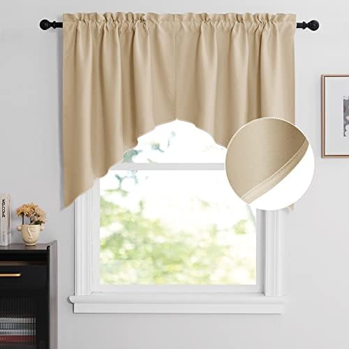 NICETOWN Room Darkening Rod Pocket Kitchen Tier Curtains - Tailored
