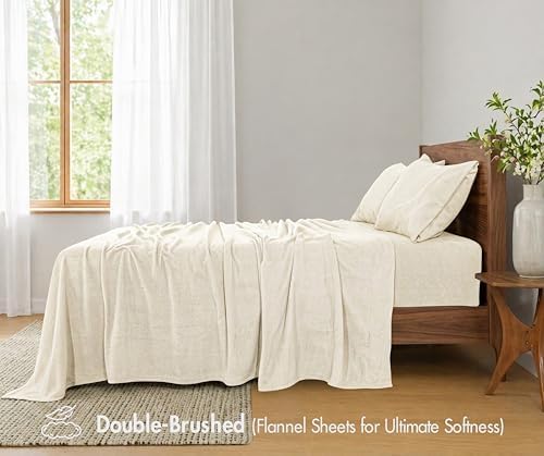 RUVANTI Ultra Soft Fleece Sheets, 4 PCS, Full Size Sheets Set, Ivory