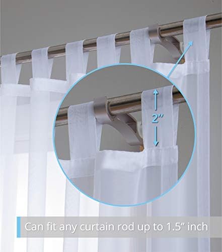 HLC.ME White Tab Top 54 inch x 108 inch Long Window Curtain Sheer