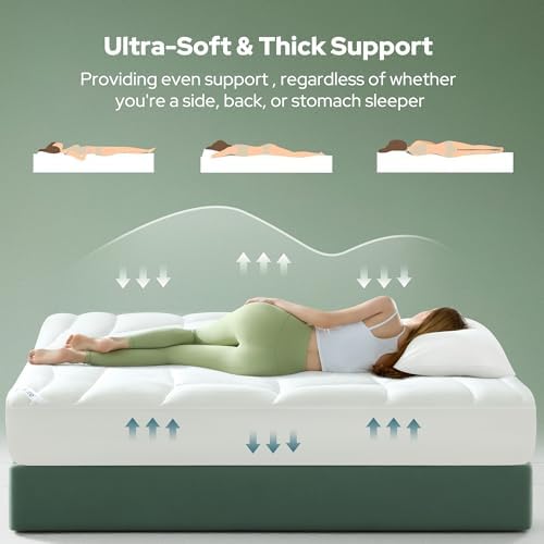 BEDLORE Queen Mattress Topper, Soft TencelTM Blend Pillow Top Mattress