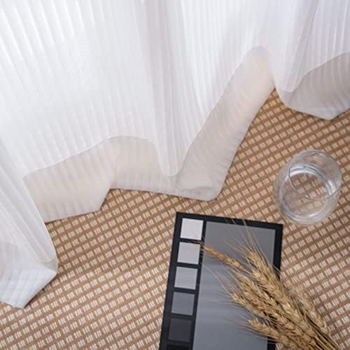 White Sheer Curtains Voile Window Long 2 Panels Set for Living Room