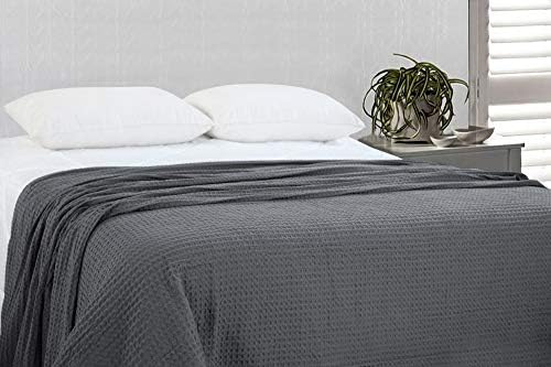 HILLFAIR 100% Combed Cotton Blanket– King Size Bed Blankets– Warm Soft