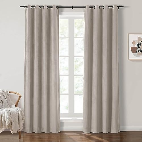 Drapifytex Solid Color Bedroom Velvet Extra Long 120 Inch Curtains