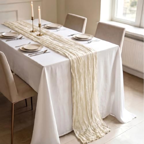 10 Pack Beige Cheesecloth Table Runner 21 x 120 Inch Boho Gauze Sheer
