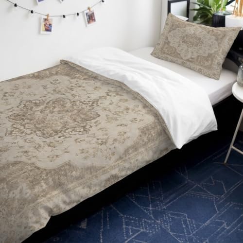 Beige Boho Duvet Cover Queen Size, Quilt Cover 90"x90" with Zipper