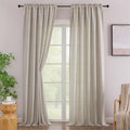 Simplebrand Linen Linen 120 Inch Curtains 2 Panels Set, Faux Linen