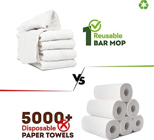 Terry Bar Mop Towels (Value Pack of 60) Size 14"x17" (White)
