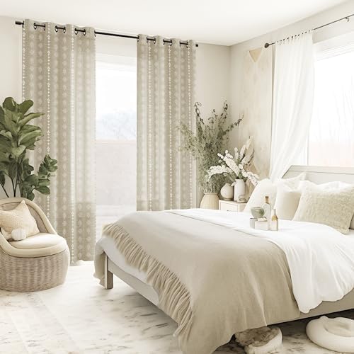 Burlap Color Farmhouse Primitive Curtains for Living Room,Country