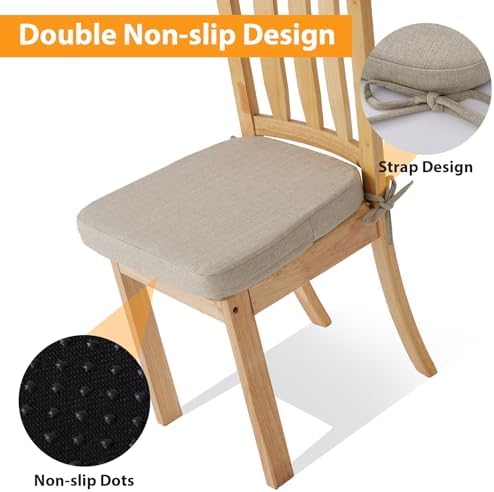 Ruqmuis Chair Cushions for Dining Chairs, 2" Thick Seat Cushions for